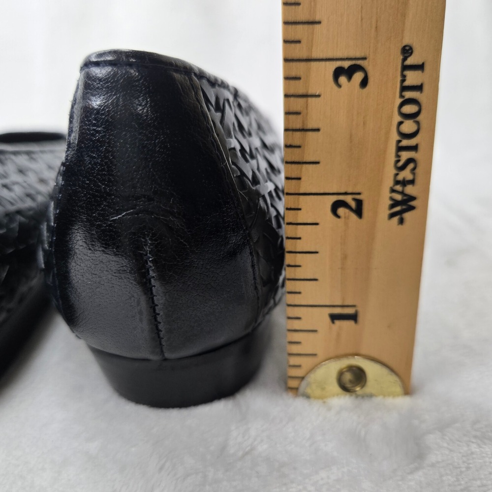 Etienne Aigner Black Woven Leather Lace Flats Almond Toe Shoes Women's 8.5M - Picture 11 of 11
